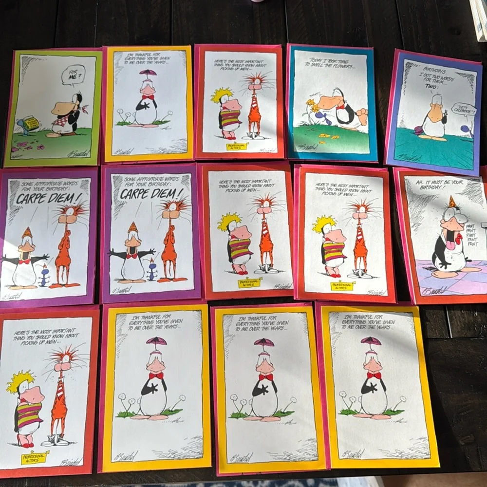 14 vintage 1993 Opus n' bill American Greetings cards.